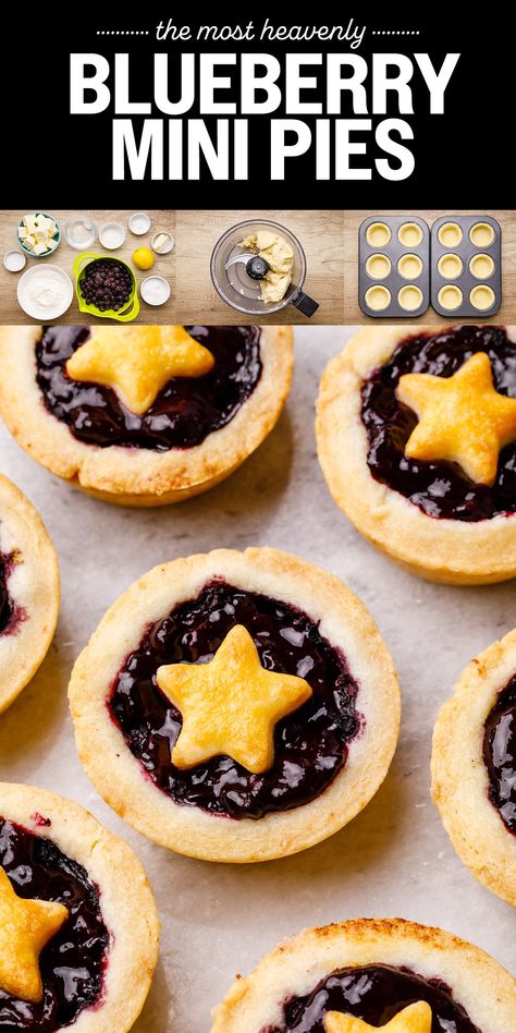 Mini Blueberry Pie Recipe - Nurtured Homes Blueberry Pie Recipe Easy, Mini Blueberry Pie, Blueberry Pie Recipe, Pie Recipe, Blueberry Pie Filling Recipes, Mini Fruit Pies, Mini Blueberry Pies, Pie Crust Top, Mini Pie Recipes