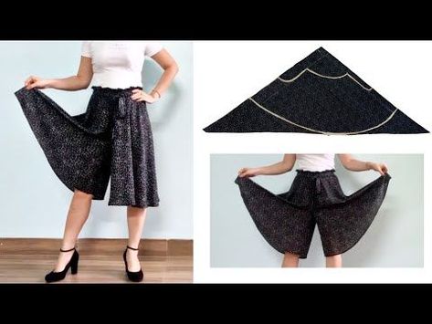 Culottes Pattern, Divided Skirt, Crochet Dress Pattern Free, Trousers Pattern, Cotton Short Dresses, Sewing Clothes Women, Sew Ins, Diy Skirt, Dress Design Sketches