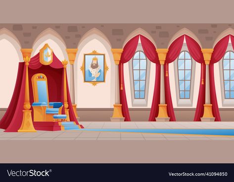 Throne Room Concept Art, Throne Illustration Chair, Castle Interior Illustration, Royal Palace Cartoon Background, Cartoon Castle Background, Royal Bedroom, King Pic, Castle Rooms, Kingdom Hall