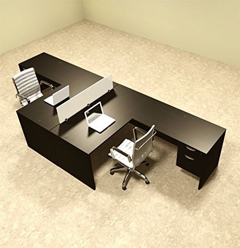 Desk For Two, Two Person Desk, Cheap Office Furniture, Workstation Desk, Office Workstations, Office Layout, Work Station Desk, Office Workspace, L Shaped Desk