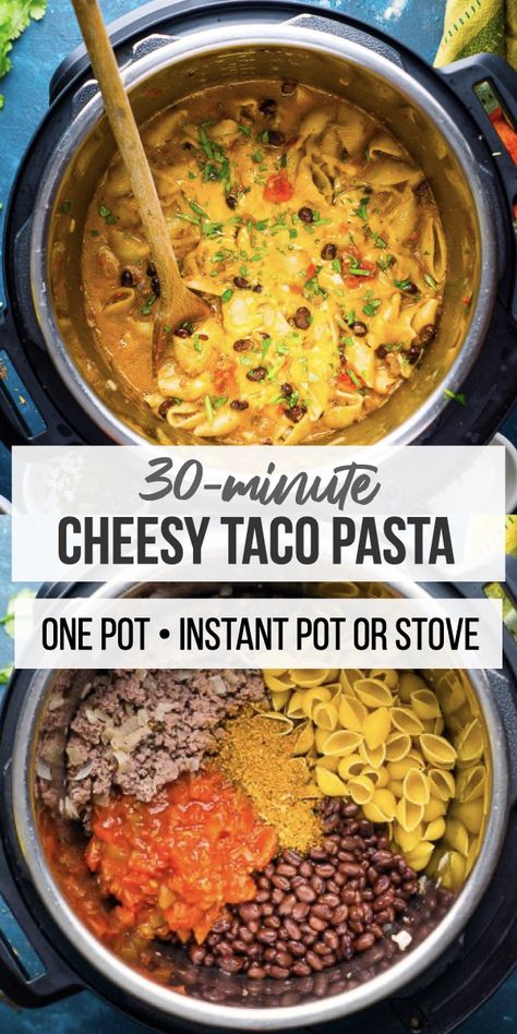 Taco Pasta Instant Pot, Creamy Taco Pasta, Pasta Mexicana, Pasta Instant Pot, Cheesy Taco Pasta, Mexican Pasta, Instant Pot Pasta Recipe, Taco Pasta, Pasta Shells