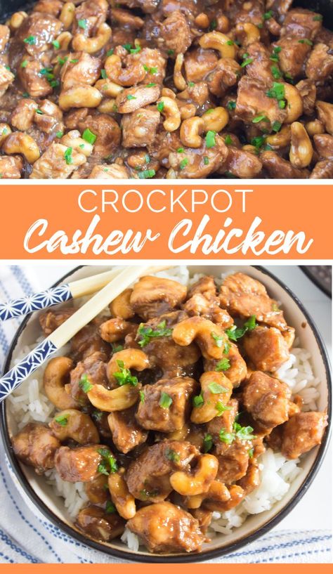 Crockpot Cashew Chicken at home! #crockpot #familyfreshmeals #slowcooker #chicken #easychickenrecipe #crockpotchicken #slowcookerchicken #cashew #cashewchicken Cashew Chicken Crockpot, Crockpot Cashew Chicken, Easy Cashew Chicken Recipe, Slow Cooker Cashew Chicken, Chicken Cashew, Cashew Chicken Recipe, Marion's Kitchen, Family Fresh Meals, Cashew Chicken