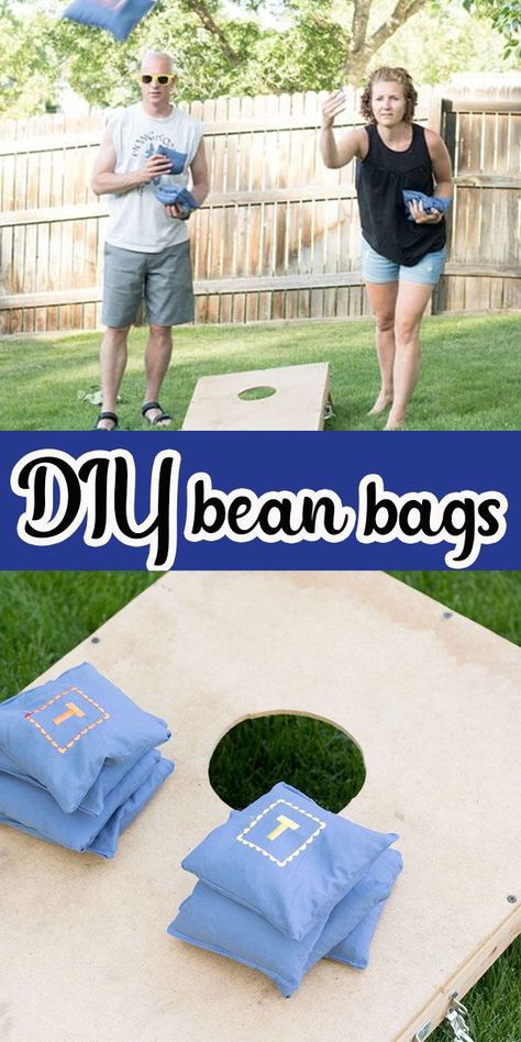 Diy Cornhole Bags, Diy Cornhole Game, Corn Hole Bean Bags, Corn Hole Bags, Diy Bean Bag, Diy Cornhole Boards, Corn Hole Diy, How To Make Corn, Cornhole Designs