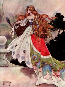 "The Flower Princess" (The Black Princess and Other Fairy Tales from Brazil, 1916), illustrated by Florence Anderson Florence Harrison, Illustration Art Nouveau, Fairy Tale Illustrations, Golden Age Of Illustration, Flower Princess, Fairy Tale Art, Edmund Dulac, Arthur Rackham, Fairytale Fantasies