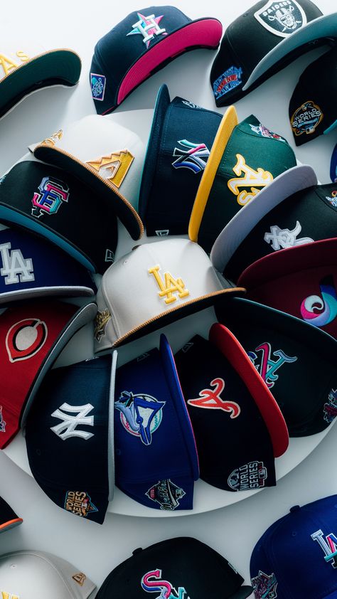 The latest 59FIFTY Fitteds from New Era are available now at all retail locations + online. Shop now: https://feature.com/collections/new-era New Era Cap 59fifty, New Era Hats Outfit, New Era Wallpapers, Fitted Caps Aesthetic, Fitted Cap Outfit, Caps Aesthetic, Fitted Hats Aesthetic, Hats Wallpaper, Cap Aesthetic