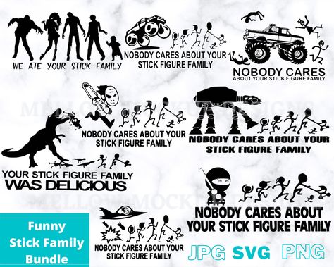 Funny Stick Figure Family Car Decal Bundle Pack Cut Files And Check more at https://bestdesignbundle.com/product/funny-stick-figure-family-car-decal-bundle-pack-cut-files-and/ Funny Stick Figures, Stick Family, Stick Figure Family, Family Car Decals, Family Drawing, Family Funny, Stick Figure, Bundle Pack, Logo Set