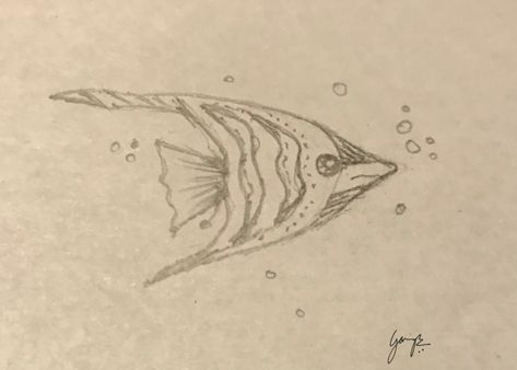 Water Animal Sketch, Underwater Easy Drawing, Simple Fish Drawings, Fish Sketch Simple, Fish In Water Drawing, Underwater Drawing Pencil, Sketches Fish, Drawing Ideas Fish, Sea Fish Drawing