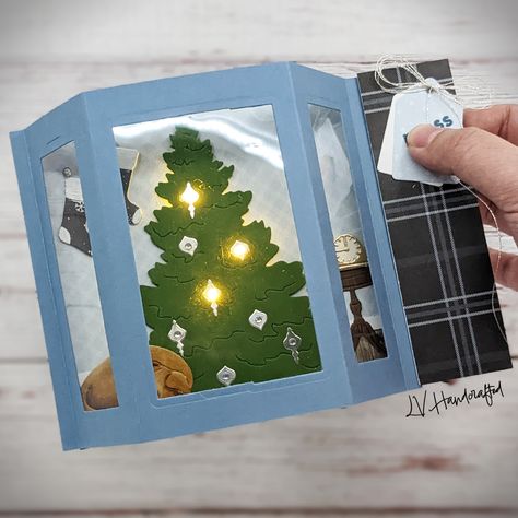 Interactive Christmas Cards, Bay Window Card, Led Card, 3d Christmas Cards, Fancy Fold Card Tutorials, Pear Blossom, Window Cards, Interactive Cards, Fancy Fold Cards