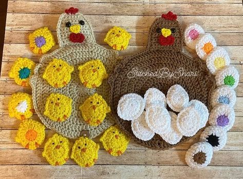 Stitched_by_shari Crochet Memory Game, Crochet Game, Pdf Design, Confection Au Crochet, Crochet Chicken, Baby Chickens, Memory Game, Memory Games, Diy Crochet Projects