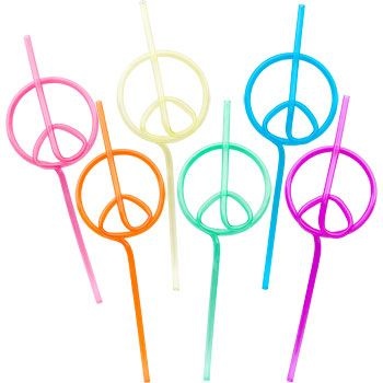 Peace Sign Straw (12-pack) - Party Favors & Party Supplies Peace Sign Party, Peace Sign Birthday, Flower Power Party, Hippie Birthday Party, 70s Party Theme, 60s Theme, 70s Theme Party, Hippie Birthday, Hippie Party