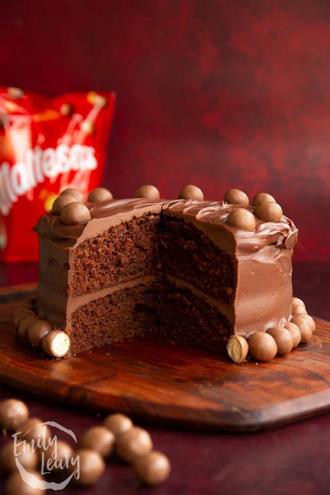 Malteser Cake, Chocolate Malt, Malted Milk, Chocolate Sponge, Fudge Cake, Flavored Milk, Golden Syrup, Cake Tins, Chocolate Fudge