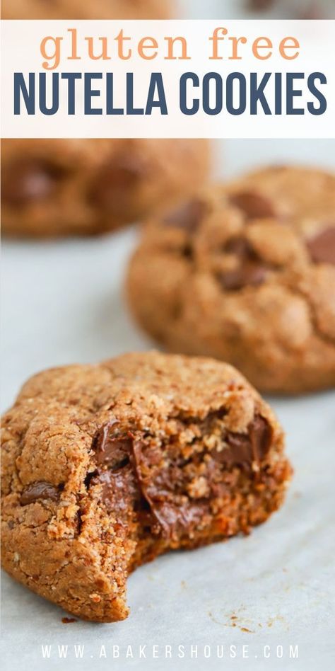 Nutella Chocolate Chip Cookies, Nutella Desserts, Gluten Free Chocolate Chip Cookies, Almond Meal, Nutella Cookies, Peanut Butter Desserts, Chocolate Cookie Recipes, Nutella Recipes, Chocolate Nutella