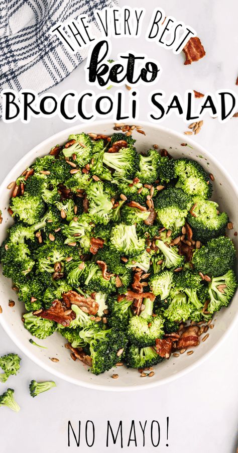 Oil And Vinegar Dressing, Low Carb Broccoli Salad, Keto Broccoli Salad, Low Carb Broccoli, Broccoli Salad With Bacon, Salad Gluten Free, Holiday Salad, Healthy Broccoli Salad, Keto Broccoli