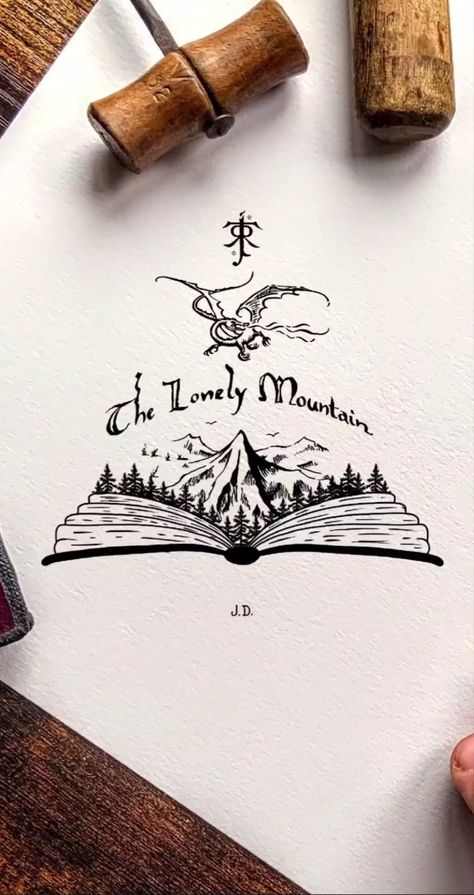 Lotr Tattoo I Am No Man, Lord Of The Rings Book Tattoo, Lotr Doodles, Gandalf Drawing, The Hobbit Tattoo, Lord Of The Rings Drawing, Lotr Drawings, Hobbit Tattoo, Tolkien Tattoo