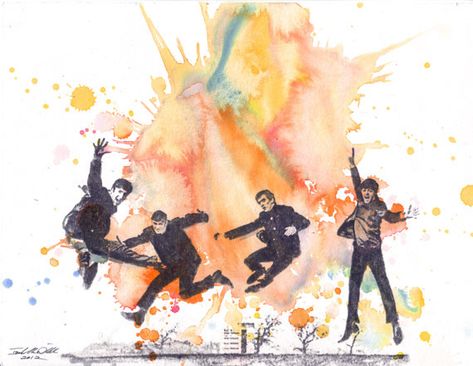 Beatles Watercolor, Johnny Cash Art, The Beatles Art, Beatles Poster, Beatles Art, Art Watercolor Painting, Johnny Cash, Wood Panel, Art Watercolor