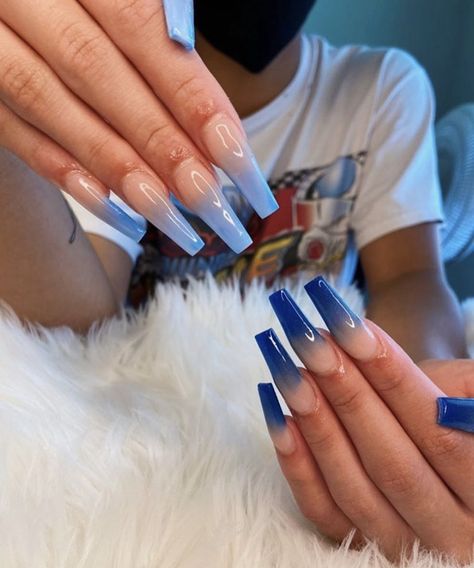 Long Extra Nails, 17 Birthday Nails, Nail Pallet, Blue Ombré Nails, Coffin Ombre Nails, Hanukkah Nails, Spirit Nails, Shapes Nails, Fall Nails Halloween