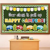 Camping Bulletin Boards, Decoration Back To School, Boho Camping, Camping Classroom, Esl Classroom, Classroom Bulletin Board, Back To School Bulletin Boards, School Chalkboard, Bulletin Board Decor