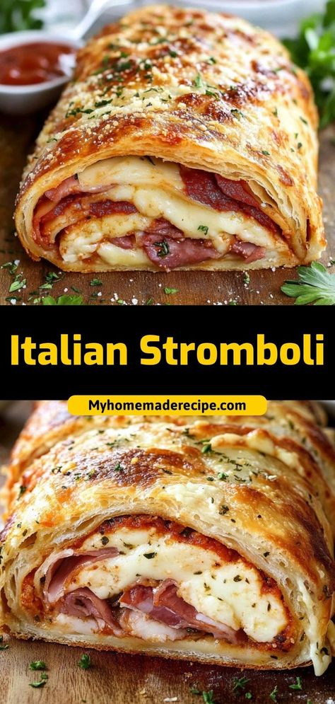 This Italian Stromboli is stuffed with salami, pepperoni, ham, and gooey mozzarella, all wrapped in a golden crust. Ingredients: 1 pizza dough 1/2 cup marinara sauce 1 cup shredded mozzarella cheese 1/2 cup sliced salami, pepperoni, and ham A cheesy, savory bake that’s perfect for sharing Ham Calzones With Pizza Dough, Pizza King Stromboli Recipe, Home Made Stromboli, Ham Calzone Recipe, Homemade Stromboli With Pizza Dough, Stromboli With Puff Pastry, Pizza Dough Stromboli Recipe, Puff Pastry Italian Appetizers, Make Ahead Stromboli