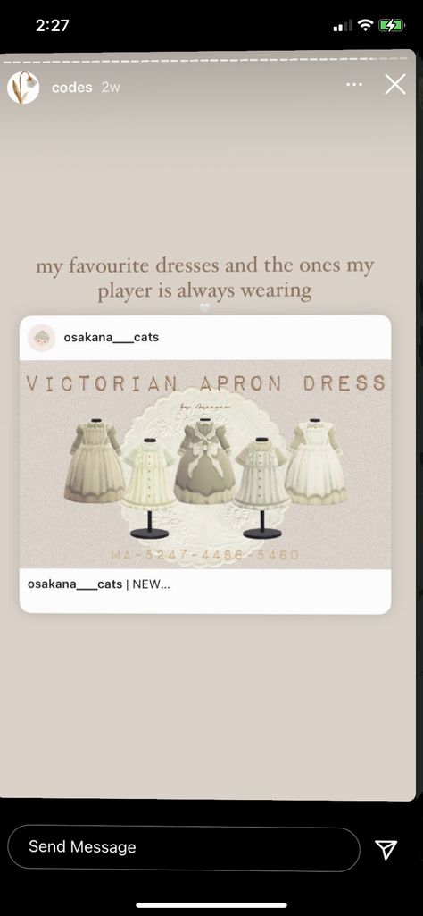 Victorian Animal Crossing, Victorian Aprons, Acnh Dress, Apron Dress, Favorite Dress, Animal Crossing, Victorian Dress, Animals, Quick Saves