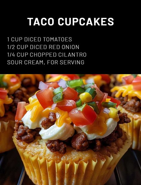 Taco Cupcakes Taco Cupcakes, Taco Cake, Savory Cupcakes, Luncheon Ideas, Taco Cups, Frito Pie, Unique Snacks, Lunchbox Treats, Crescent Roll Recipes