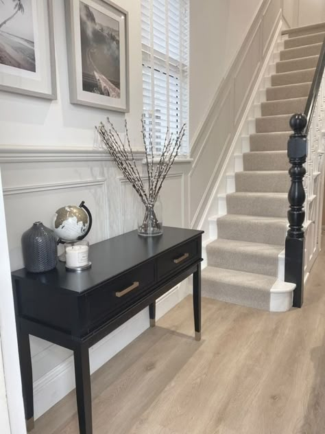 Hallway And Stairs Flooring Ideas, Hallway Grey Carpet, Grey Hallway Carpet, Stairs Ideas Carpet, Hall Stairs Carpet Ideas, Grey Carpet Staircase, Grey Carpet On Stairs, Stair And Landing Carpet Ideas, Downstairs Flooring Ideas