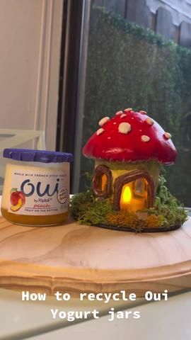 Oui Yogurt Jar Craft | TikTok Reuse Oui Yogurt Jars, Ideas For Oui Yogurt Jars, Crafts Using Oui Yogurt Jars, Diy With Oui Jars, Oui Yogurt Jars Ideas Diy Plants, Reuse Jars Diy Ideas, Small Bottle Crafts Diy, Tiny Jar Crafts Diy, Empty Jars Ideas Diy