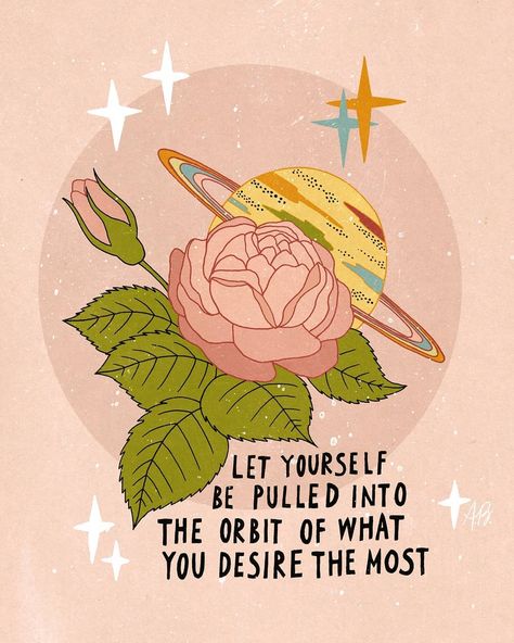 Asja Boroš on Instagram: “Let yourself be pulled into the orbit of what you desire the most ✨” Asja Boros, Happy Words, Whimsical Illustration, Pretty Words, Beautiful Words, Positive Affirmations, Be Happy, Mantra, Inspirational Words