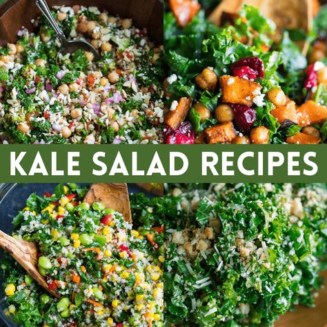 Cooked Kale Salad Recipes, Kale Dinner Salad, Kale Salads For Dinner, Spring Kale Salad, Kale And Romaine Salad Recipes, Christmas Kale Salad Recipes, Kale Mango Salad, Best Kale Recipes, Kale Salad Recipes Easy