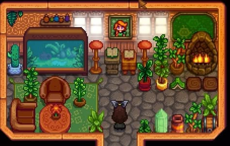 Stardew Valley House Interior Design, Stardew Valley House Layout, Valley House Design, Stardew Valley House Design, Stardew Interior, Aesthetic Stardew Valley, Stardew Valley House Interior, Stardew Valley Interior, Stardew Aesthetic