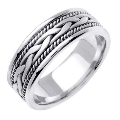 Mens 10K White Gold Handmade Wedding Band Ring  by TallieJewelry, $569.00