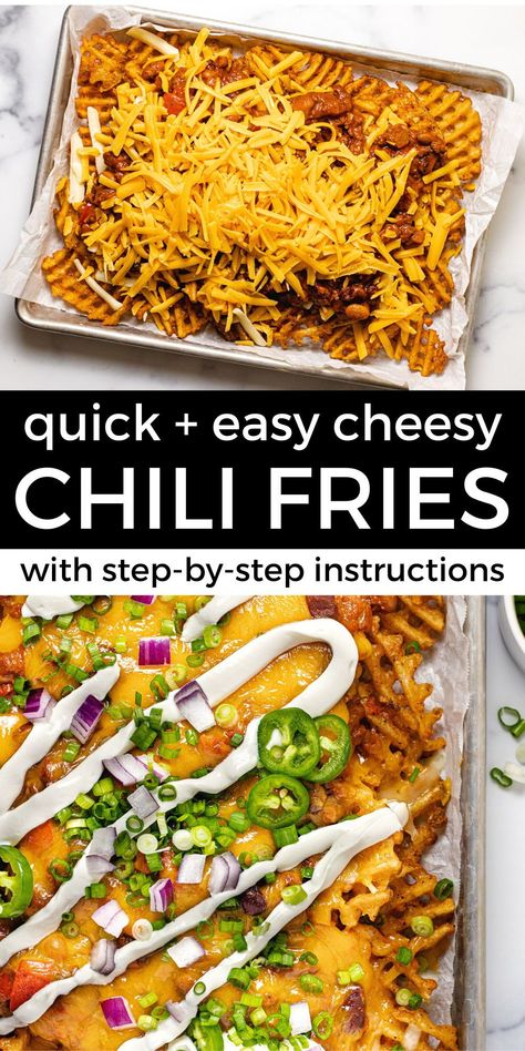 Chili Fries Recipe, Easiest Recipes Ever, Chili Cheese Fries Recipe, Wisconsin Beer Cheese Soup, Chilli Cheese Fries, Cheese Fries Recipe, Chili Fries, Easy Homemade Salsa, Favorite Chili Recipe