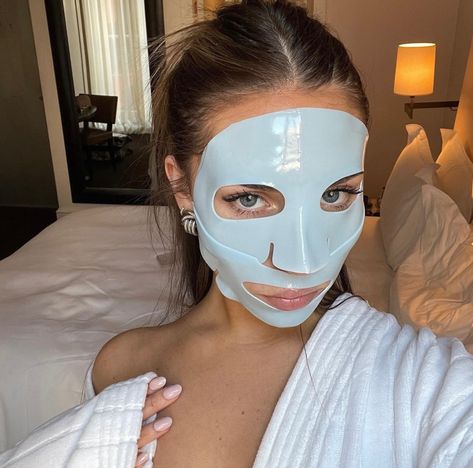 Goop Girl Aesthetic, Goop Aesthetic, Instagram Photos Aesthetic, Hotel Pics, Rubber Mask, Aesthetic Face, Cucumber On Eyes, Wellness Aesthetic, Model Headshots