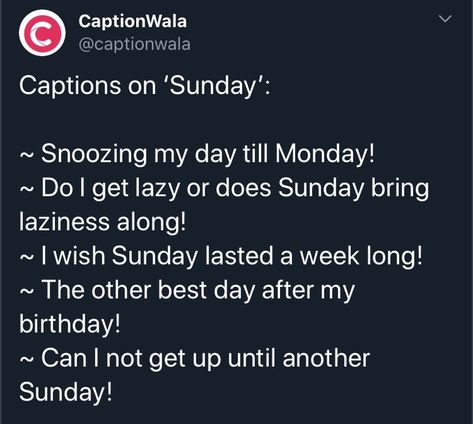 #sunday #sundayfunday #sundaymorning #sundayquotes #sundayroutine #lazydays #lazysunday #lazy #sundaydinner #captions #captionsforpictures #captionplus #captionthis #captionideas #captionsforinstagram #captiongame Lazy Sunday Captions Instagram, Sunday Morning Captions Instagram, Lazy Day Captions, Sunday Outing Captions, Sunday Ig Captions, Sunday Captions Instagram, Sunday Captions, Sunday Thoughts, Snapchat Captions