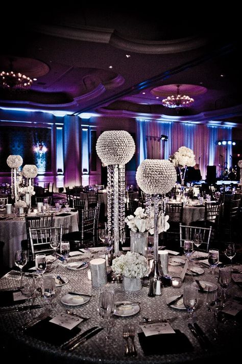 wedding centerpiece via Weddings Unique. Bling Wedding Decorations, White Centerpieces, Bling Wedding, Decor Wedding, Wedding Centerpieces, Wedding Decorations, Silver, White, Wedding Centrepieces