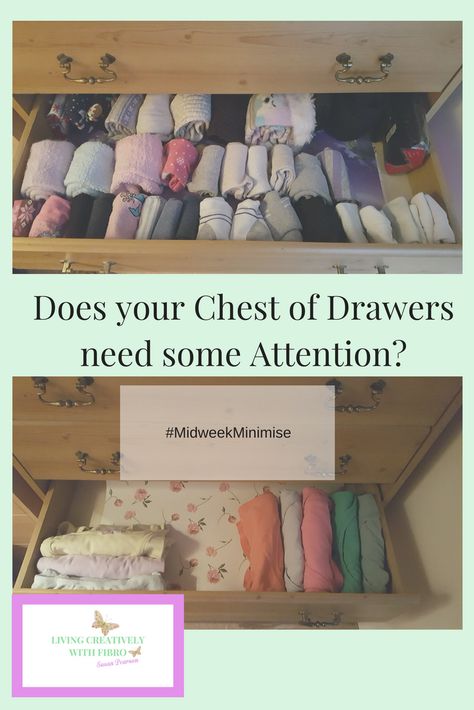 Does you Chest of Drawers need some attention? https://livingcreativelywithfibro.uk/midweek-minimise-chest-drawers/ #Clothes #Organisation #MidweekMinimise Clothes Organisation, Chest Drawers, Chest Of Drawer, Handbag Organization, House Things, In The Bedroom, Chest Of Drawers, The Bedroom, Declutter