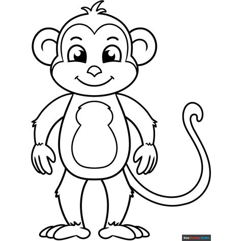 Free Easy Monkey Coloring Page for Kids Monkey Drawing Easy, Monkey Template, Monkey Coloring Pages, Coloring Pictures For Kids, Monkey Drawing, Monkey Pictures, Pet Monkey, Printable Coloring Sheets, Coloring Tutorial