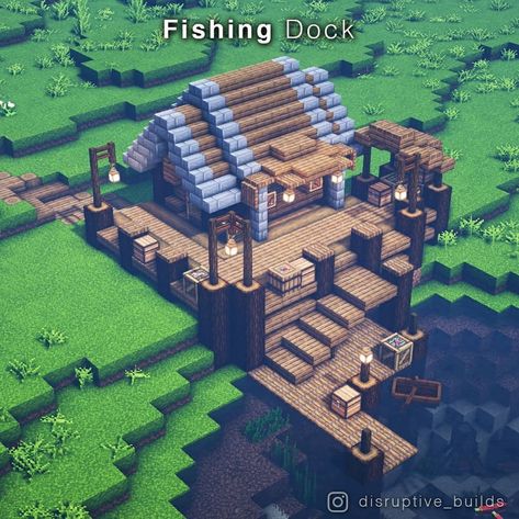 disruptive / Minecraft Builder on Instagram: “I made a Medieval themed Fishing Dock! Add this build to a Village near the water for some added aesthetic. Let me know what you think :)…” Minecraft Dock, Chalet Minecraft, Construction Minecraft, Minecraft Decoration, Minecraft Mansion, Minecraft Structures, Fishing Dock, Bangunan Minecraft, Minecraft House Plans