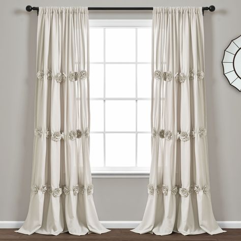 Natural Curtains, Curtain Styles, Flower Embellishments, Farmhouse Curtains, Lush Decor, Cool Curtains, Curtains Living, Colorful Curtains, Curtains Window Treatments