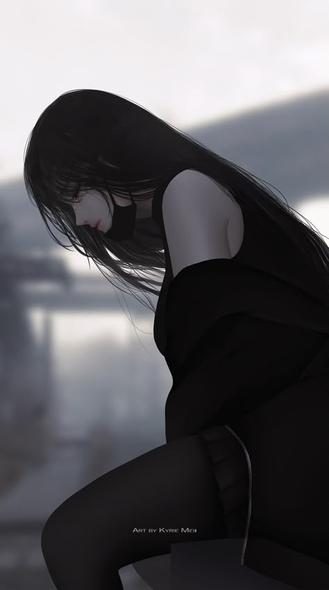 ArtStation - breathe Aesthetic Animated Wallpaper, Black Hair Girl Art, Black Wallpaper Girl, Tomboy Drawing, Pretty Wallpaper Ipad, Queen Anime, Anime Black Hair, Girls With Black Hair, Aesthetic Grunge Outfit