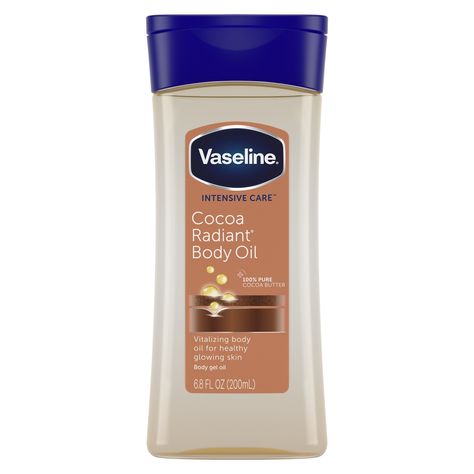 Vaseline Cocoa Radiant Body Gel Oil 6.8 oz Body Gel Oil, Vaseline Intensive Care Cocoa Radiant, Best Body Oil, Vaseline Intensive Care, Pure Cocoa Butter, Healing Dry Skin, Oil For Dry Skin, Body Gel, روتين العناية بالبشرة