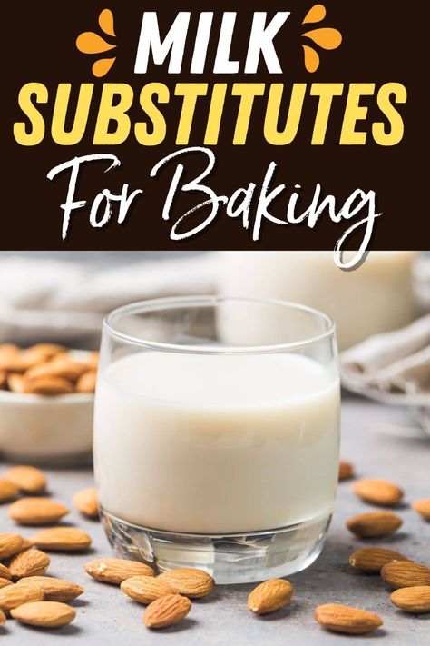 If you’re looking for milk substitutes for baking, you’ve come to the right place. They're readily available, and some are ideal for vegan baking, too. Dairy Substitutes In Baking, Substitute For Milk In Cooking, Substitute For Milk, Ingredients Substitutions, Milk Substitute For Baking, Vegan Baking Substitutes, Baking Substitutions, Milk Substitute, Buttermilk Substitute