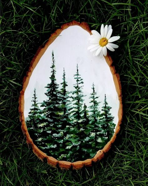 Hand Painted Wood Slice Forest Scene Wood Painting, Wood Slice, Rustic Décor - Etsy Squirrel Painting, Wood Slice Art, Wood Slice Crafts, Wooden Slices, Wood Painting Art, Wood Burning Crafts, Painting Wood, Wood Circles, Wood Slice Ornament