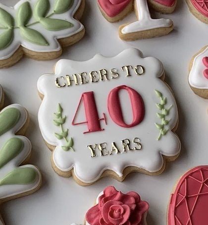 40th Anniversary Cookies, Anniversary Cookies Decorated, 40th Wedding Anniversary Party Ideas, 50th Anniversary Cookies, Anniversary Cookies, Square Cookies, 50th Wedding Anniversary Party, Anniversary Favors, 15 Year Anniversary