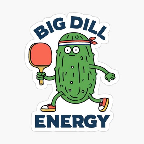 Get my art printed on awesome products. Support me at Redbubble #RBandME: https://www.redbubble.com/i/sticker/Big-Dill-Energy-by-HowToCanadian/160896626.EJUG5?asc=u Pickle Sticker, Pickle Party, Big Dill, Pickle Ball, Phone Wallpaper For Men, Sticker Cute, Head Band, Pickleball, Pickles