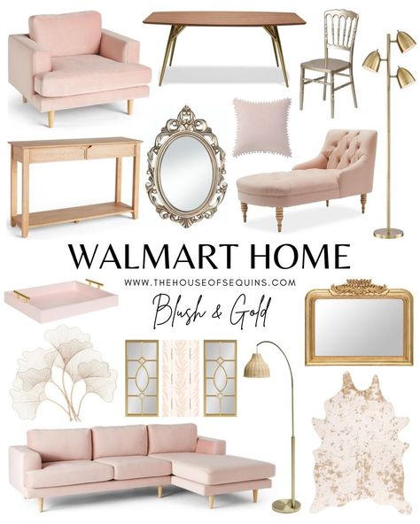 Blush And Gold Bedroom, Romance Decor, Budget Diy Home Decor, Walmart Home Decor, Pink Living Room Decor, Gold Living Room Decor, Budget Home Decor, Farmhouse Decor On A Budget, Room On A Budget