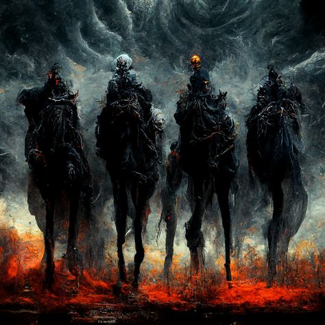 Four Horsemen Of The Apocalypse Tattoo, 4 Horsemen Of The Apocalypse, Apocalypse Tattoo, Four Horsemen Of The Apocalypse, 4 Horsemen, Four Horseman, The Four Horsemen, Four Horses, Monster Artwork