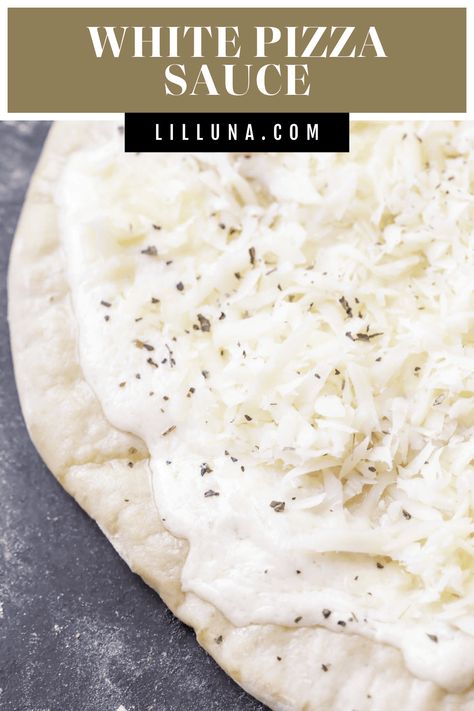 A creamy, cheesy white pizza sauce that will make you want pizza every night! This Alfredo sauce is the perfect white sauce to top your pizza with. It's made with simple ingredients, but it's packed with rich flavor. #pizzasauce #whitesauce #whitepizza #pizzarecipe #whitesaucerecipe #pizza Unique Diy Crafts, White Pizza Sauce, Amazing Snacks, Homemade Pizza Rolls, Creamy Pasta Bake, Asian Steak, White Pizza Recipes, Simple Pizza, Alfredo Pizza