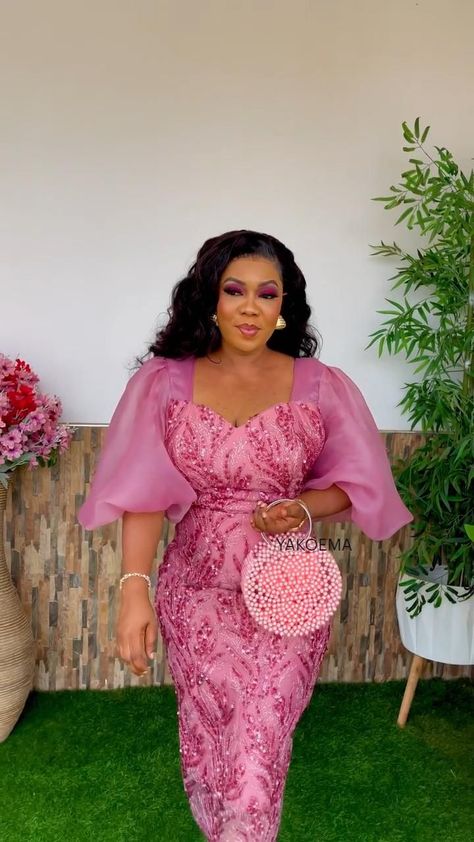 Pink dress. African Dresses For Women - Credit @pamdee_fashion in 2022 | African dresses for women, African dress, African fashion women clothing Lace Styles For Wedding, Lace Dress Classy, African Party Dresses, Nigerian Lace Styles Dress, Nigerian Lace Styles, African Lace Styles, Modest Dresses Fashion, Dress Ankara, Lace Dress Design