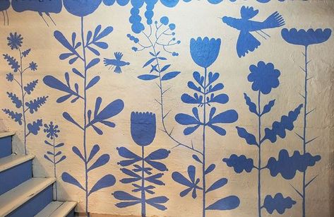 My Basement Workshop. | Art is a Way | Bloglovin’ Bathroom Mural, Basement Workshop, Garden Mural, Flower Mural, Bedroom Murals, Basement Walls, Hand Painted Walls, Fine Craft, Mural Wall Art