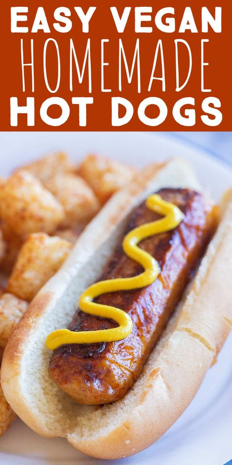 Vegetarian Hot Dog, Homemade Hot Dogs, Vegan Meat Recipe, Vegan Meat Substitutes, Vegan Hot Dog, Vegetarian Meat, Vegan Entree, Firm Tofu, Tofu Dishes